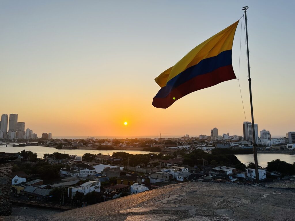 サン・フェリペ・デ・バラハス城から眺めるカルタヘナの夕日