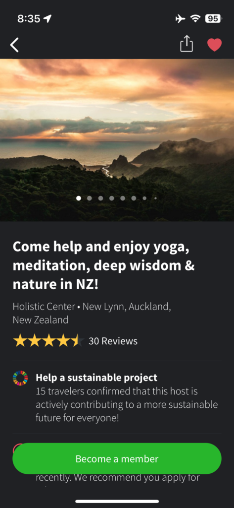 Worldpackersでヒットした記事。Come help and enjoy yoga, meditation, deep wisdome & nature in NZ!